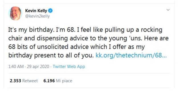 68 consigli di Kevin Kelly - tweet